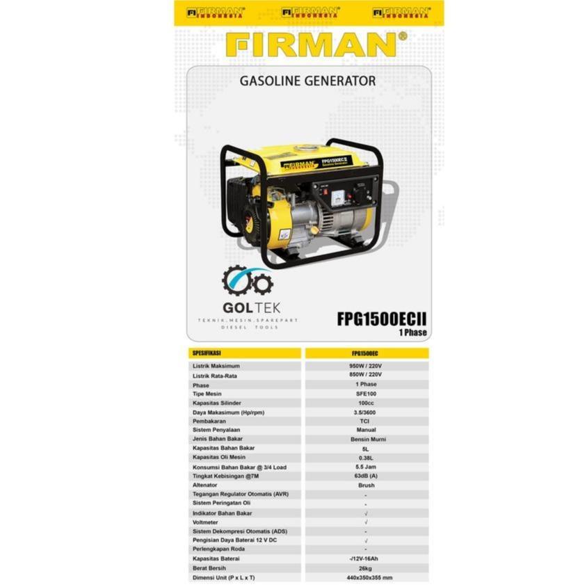 Genset | Generator Firman FPG1500ECII Kuning & Hitam