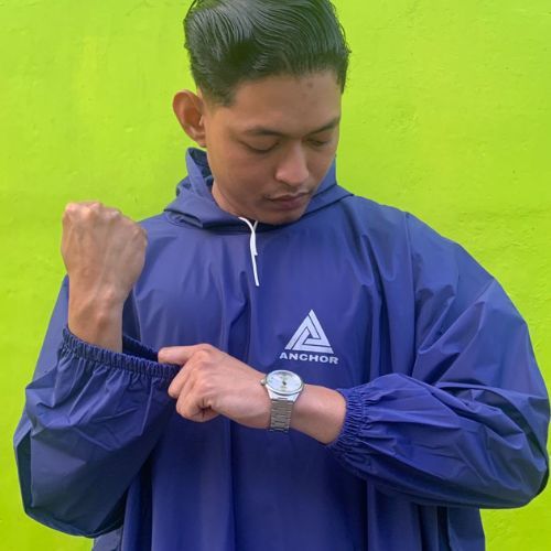 Jas Hujan Ponco Navy Jumbo Premium TEBAL KUAT Dan ANTI REMBES