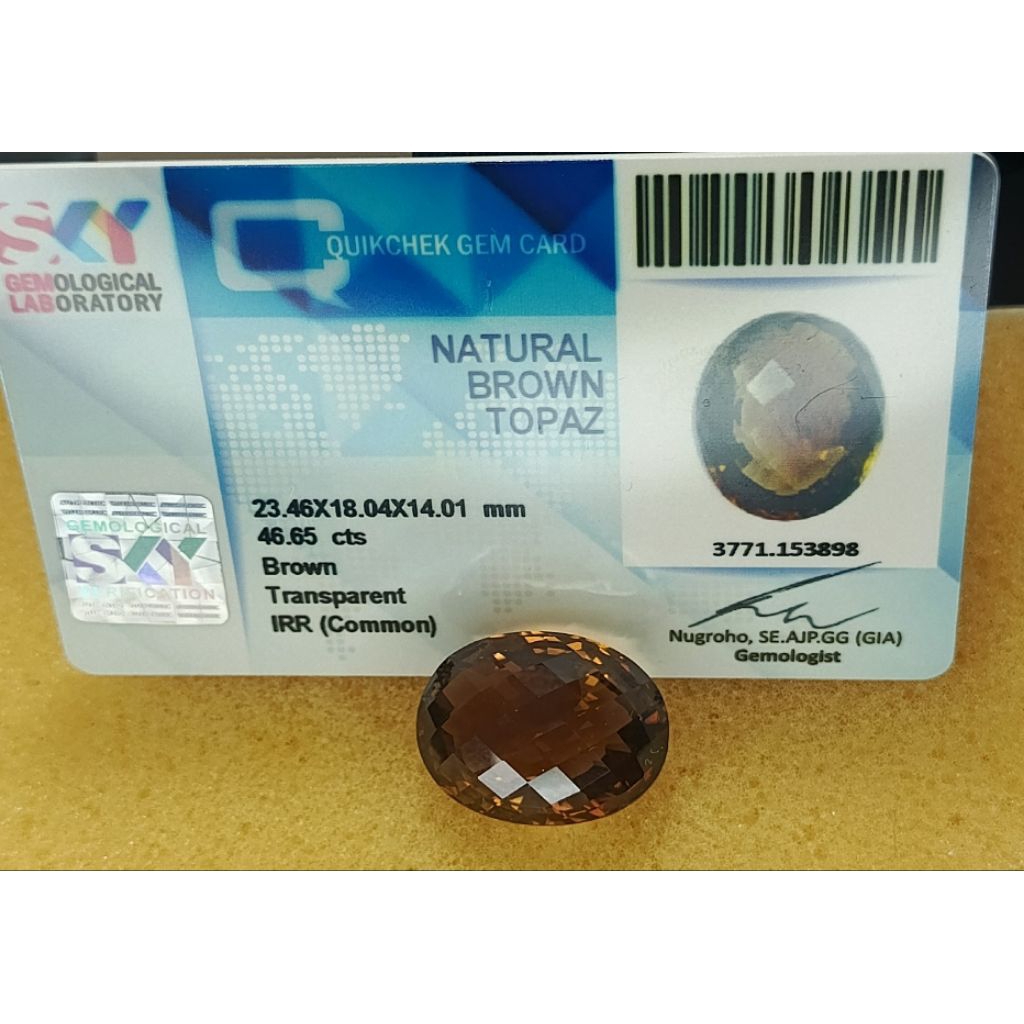 Natural brown topaz kode bz01