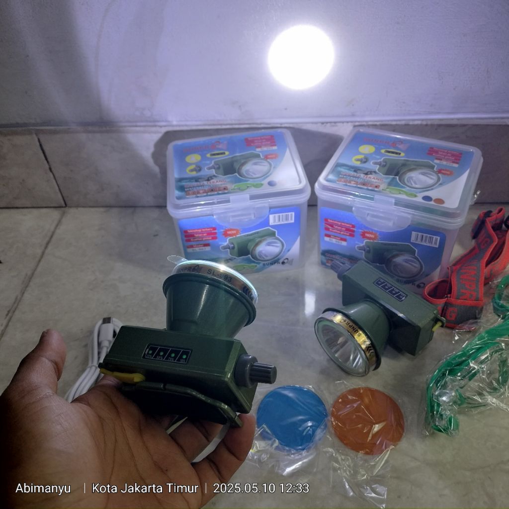 senter kepala selam sunpro SL-993 160watt  cahaya putih, bonus kacamata renang