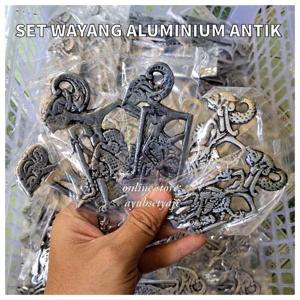 WAYANG PANDAWA 1 SET LOGAM UKIR ANTIK souvenir wayang pandawa 5 aksesoris wayang Yudistira wayang Bi