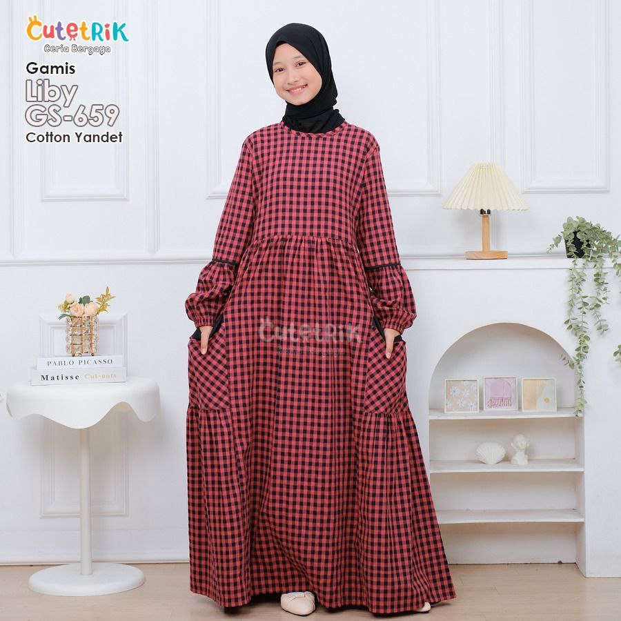 CUTETRIK Gamis Anak Usia 5 - 14 Tahun Dress Muslim Remaja LIBY Series Korean Style Motif Bunga Kecil