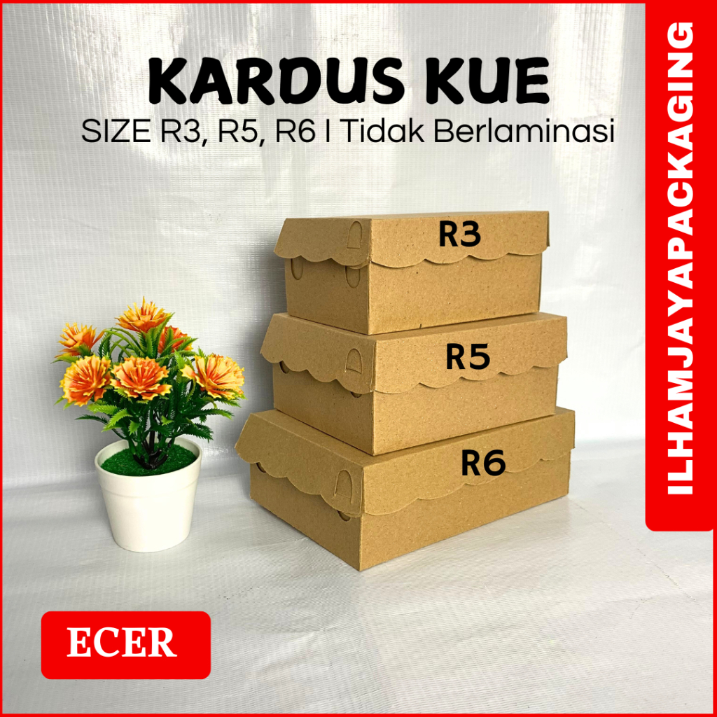 ( ECER )Dus Kraft Kue R3,R5,R6/Dus Snack Hajatan OOLALA/Box Kue Coklat Non-laminasi/Kardus Snack Kue
