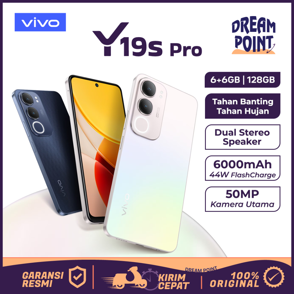 VIVO Y19s Pro 6/128GB HP Murah Original 100% Handphone Android Murah HP 1 Jutaan Terbaik 2025