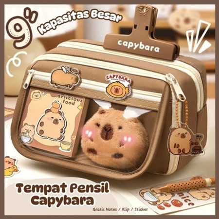 

Tempat pensil alat tulis Kreatif multifungsi tas perlengkapan kantor dan anak sekolah Perempuan Motif Cantik Dan Lucu Capybara
