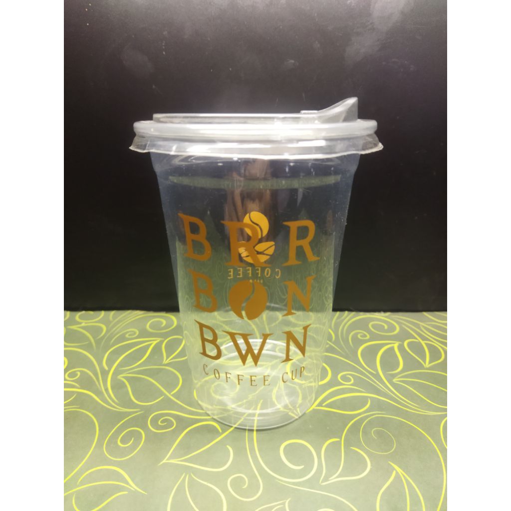 Plastik Cup PET 16/18 Oz Datar + Cetak/Sablon