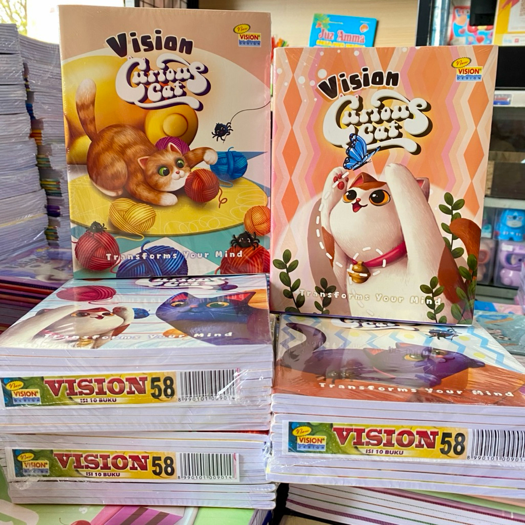 

1 PAK VISION 58 LEMBAR / BUKU TULIS VISION MOTIF LUCU KUCING