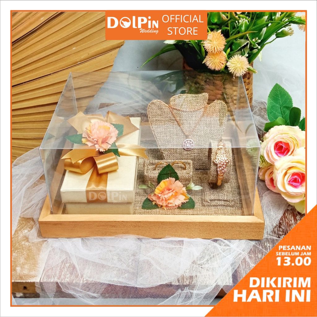 Kotak Perhiasan dan Kotak Uang Nampan Kayu Seserahan/ Lamaran Pernikahan - KUP
