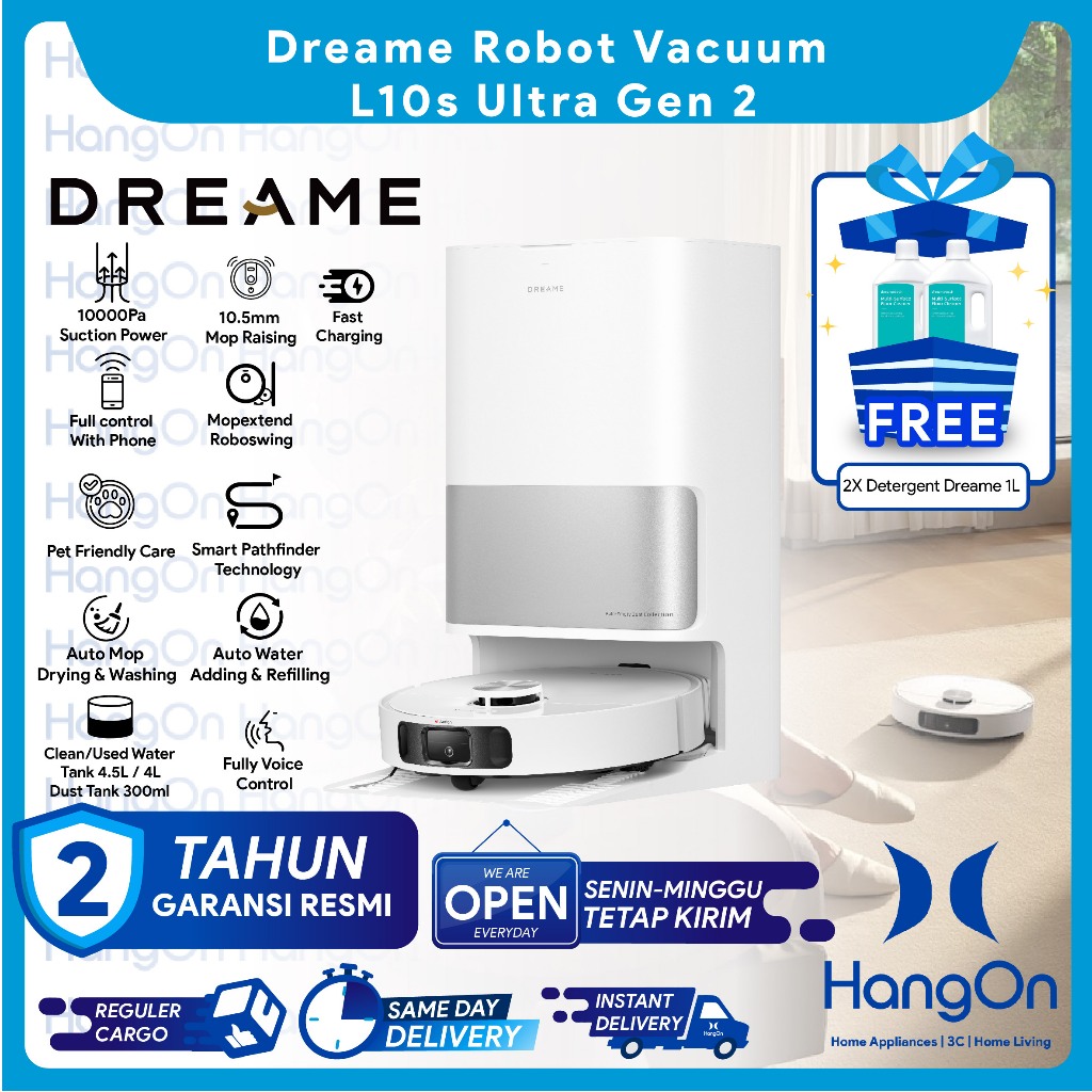 Dreame L10s Ultra Gen 2 Robot Vacuum dan Mop | 11,000Pa Suction Power | Auto Empty & Wash