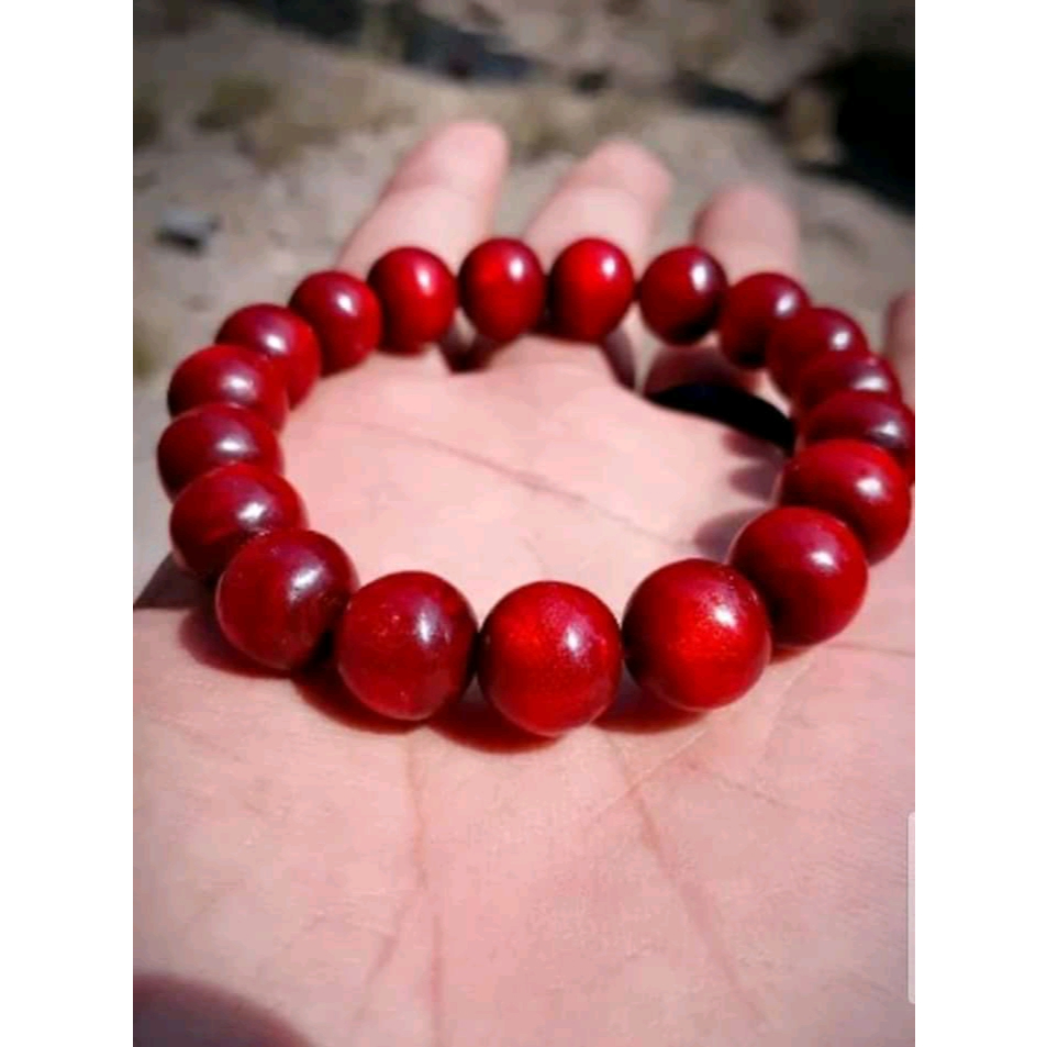 Gelang Akar Bahar Tali Arus Yuser Merah Kristal 12mm