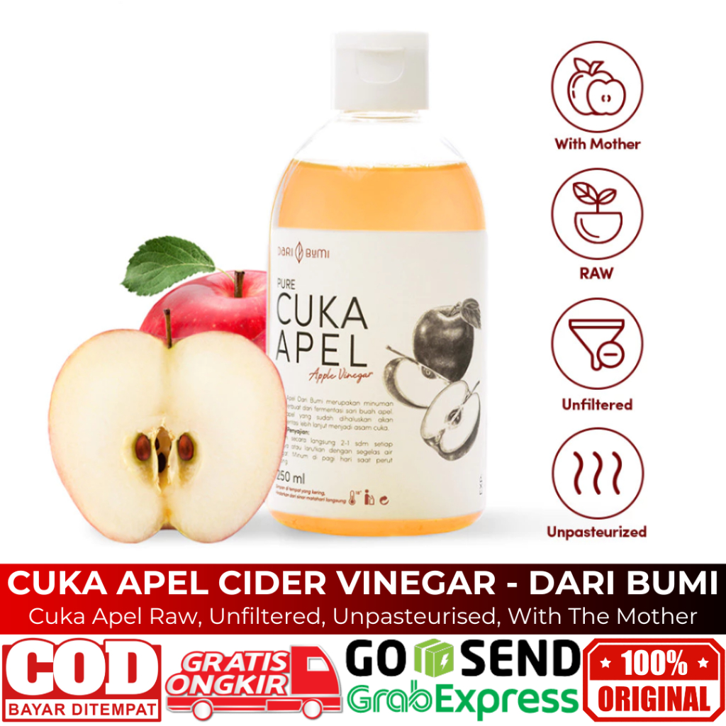 

Cuka Apel Cider Vinegar 250 Ml Asli Minuman Diet Detok Detoks Premium Pure Original Dari Bumi