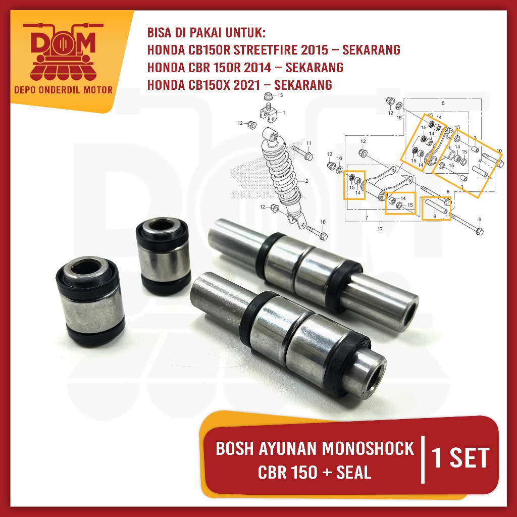 Bosh Ayunan Mono Shock CBR 150 (PSP) Bos Unitrack Anting Segitiga Bushing Monosok Unitrack