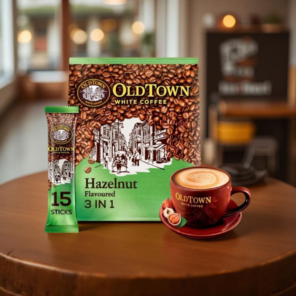 

Old Town 3 In 1 Hezelnut White Coffee.Isi: 15 sachets x 38g