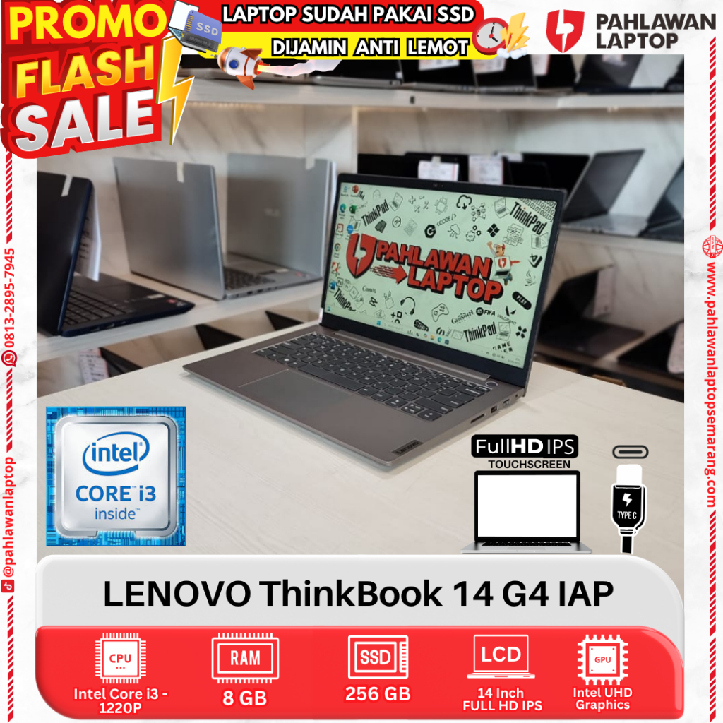LAPTOP LENOVO ThinkBook 14 G4 IAP Core i3 1220P RAM 8GB SSD 256GB TouchScreen