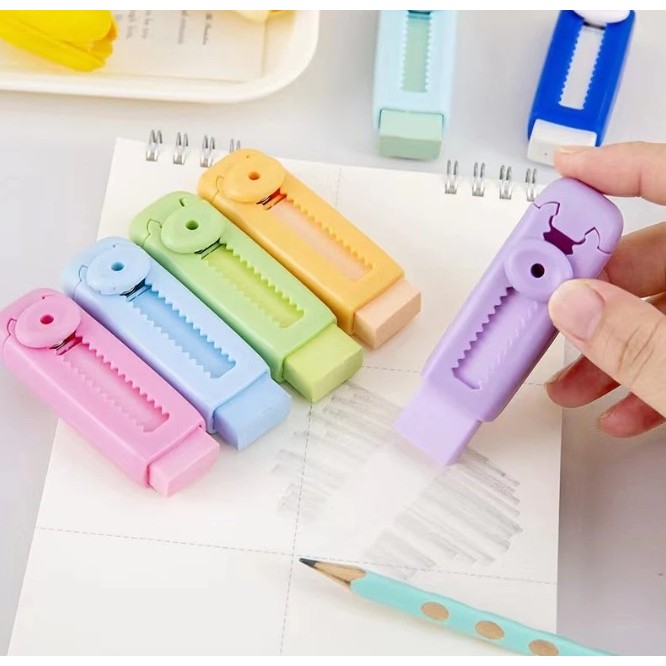 

^ KYRA ^ Penghapus Pensil Pencil Erases Pensil Warna Warni Mekanik Sliding Dorong Karet ATK