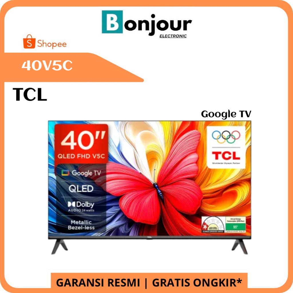 QLED TV TCL 40V5C HDR 10 Google TV 40 Inch Dolby Audio TCL 40V5C
