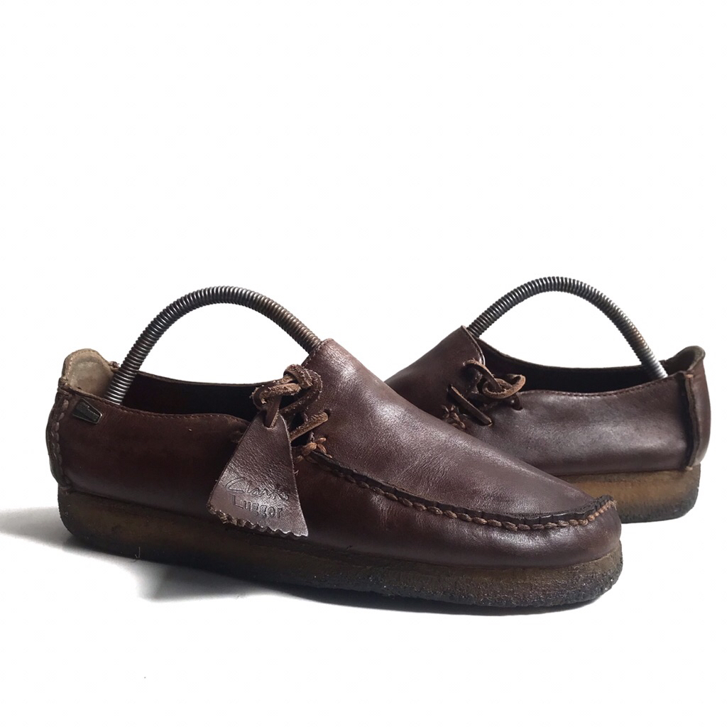 Vintage Clarks original Lugger brown leather Low Shoes Crepes Sole  Size 7,5 uk -8uk  Made in Vietna