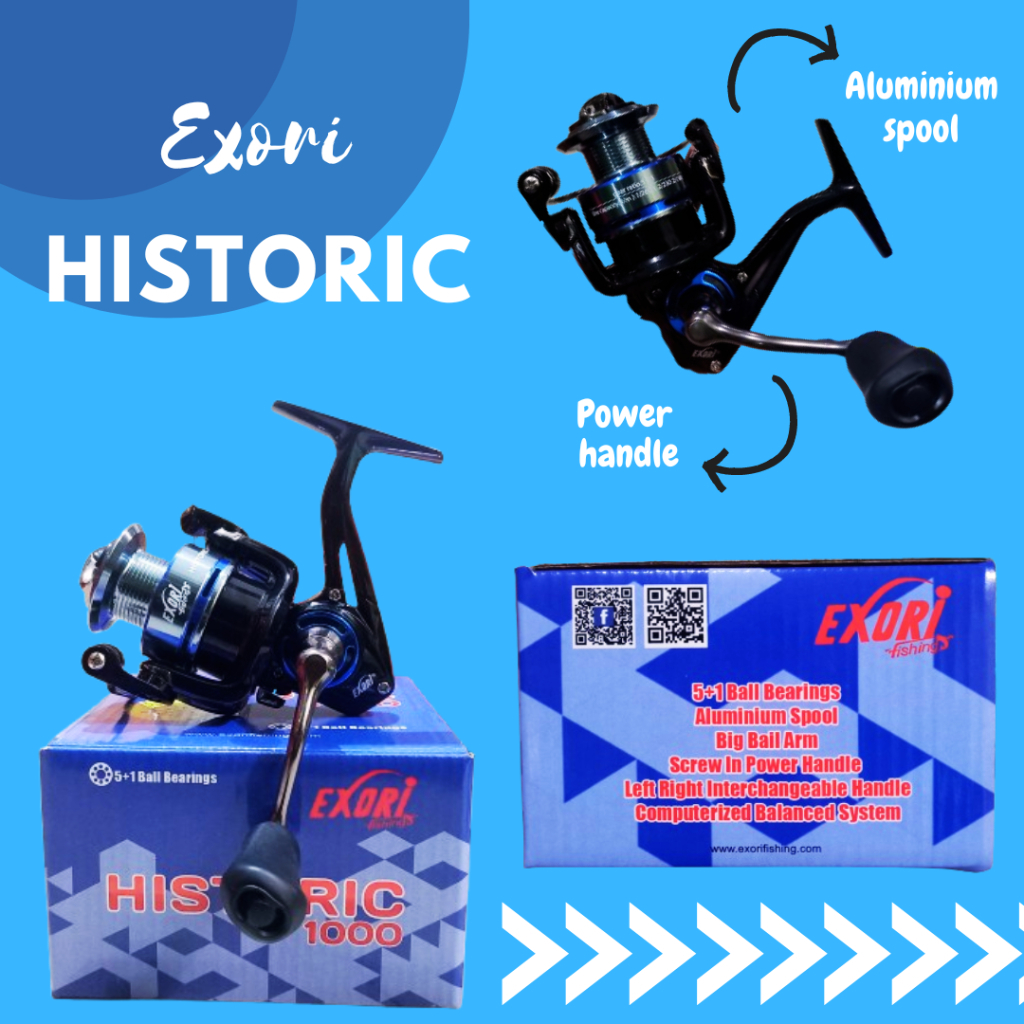 EXORI HISTORIC Reel Pancing Spinning Ringan dan Kuat