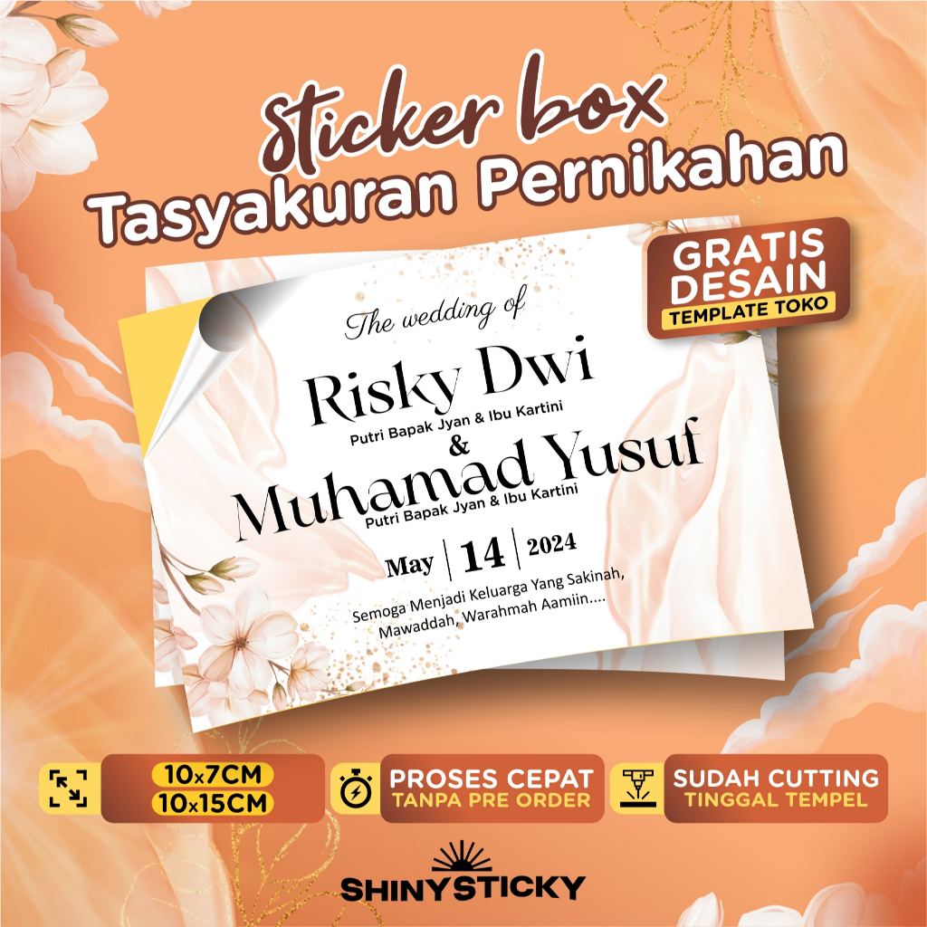 

Stiker Wedding Custom Nama & Tanggal Gratis desain | Label Souvenir Pernikahan Elegan