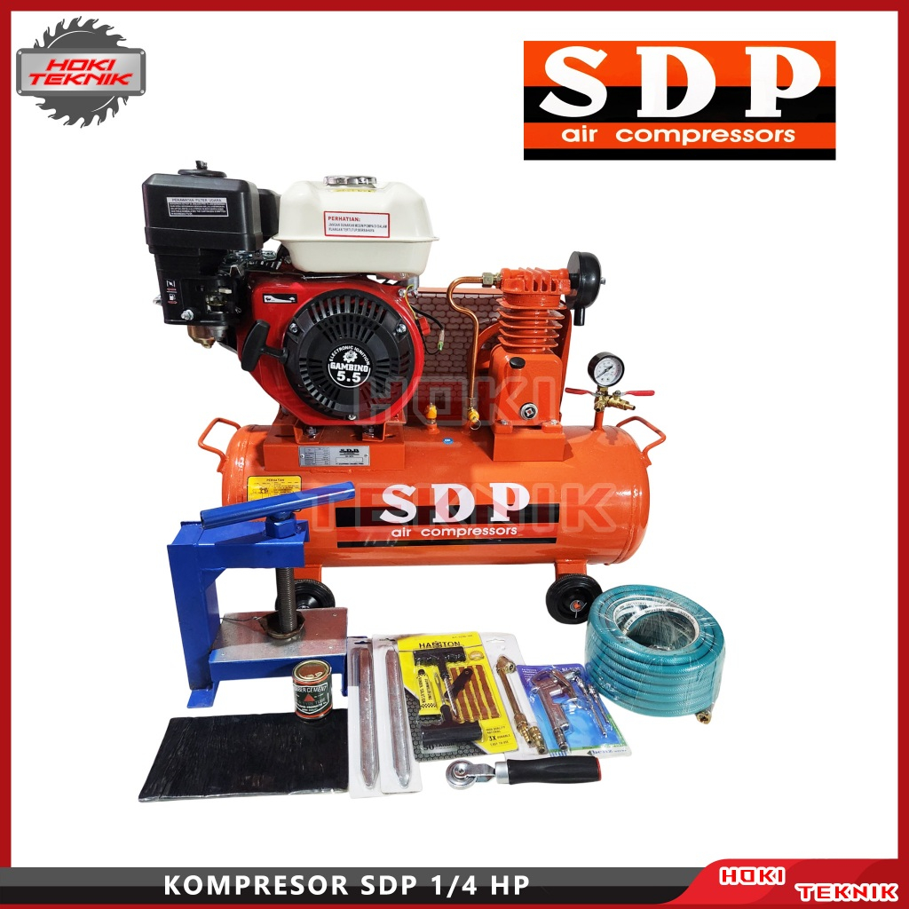 Paket Mesin Kompresor SDP 1/4 HP & Penggerak Bensin
