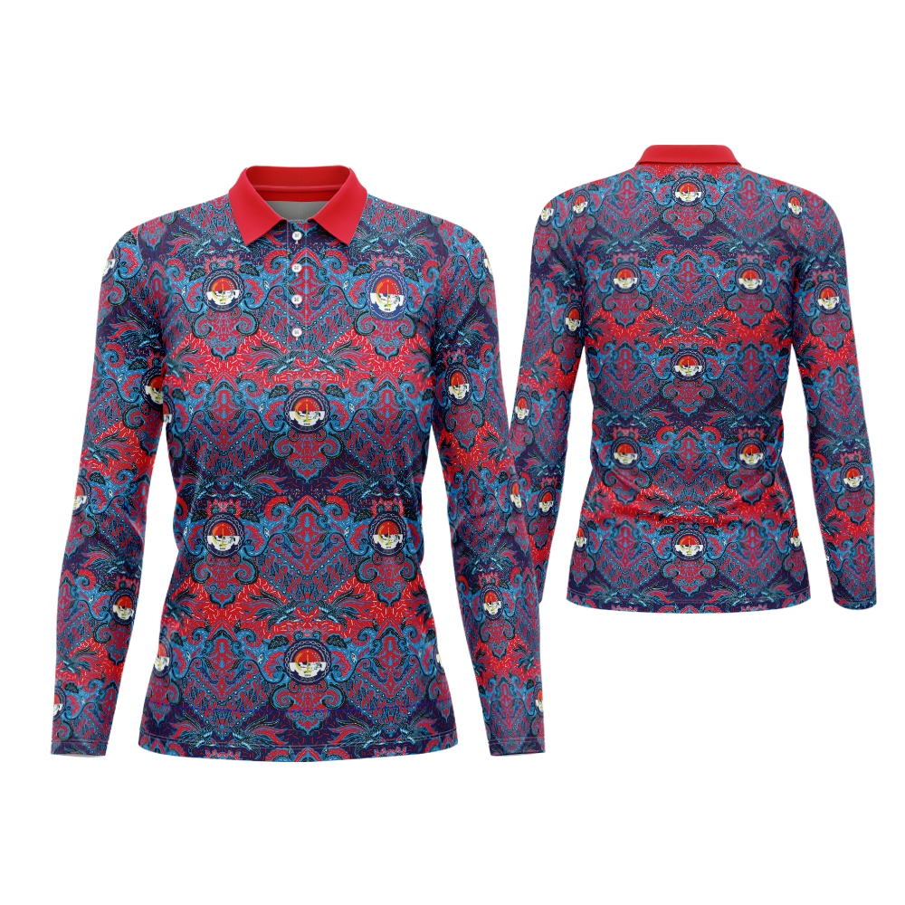 Baju Kaos Wangki/Kaos Berkerah Wanita Lengan Panjang Motif BATIK PPDI Fullprinting