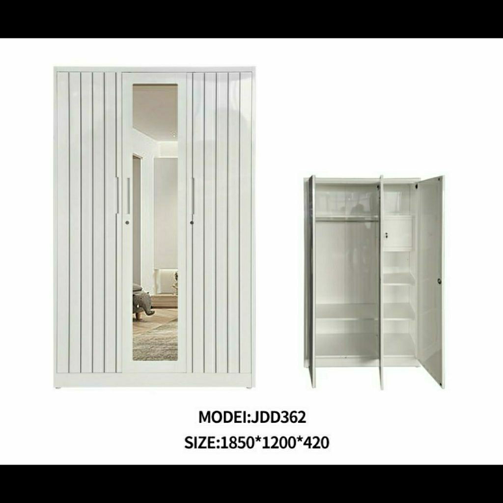 Lemari Pakaian Plat 3 Pintu Buka - Lemari Pakaian Plat Medan