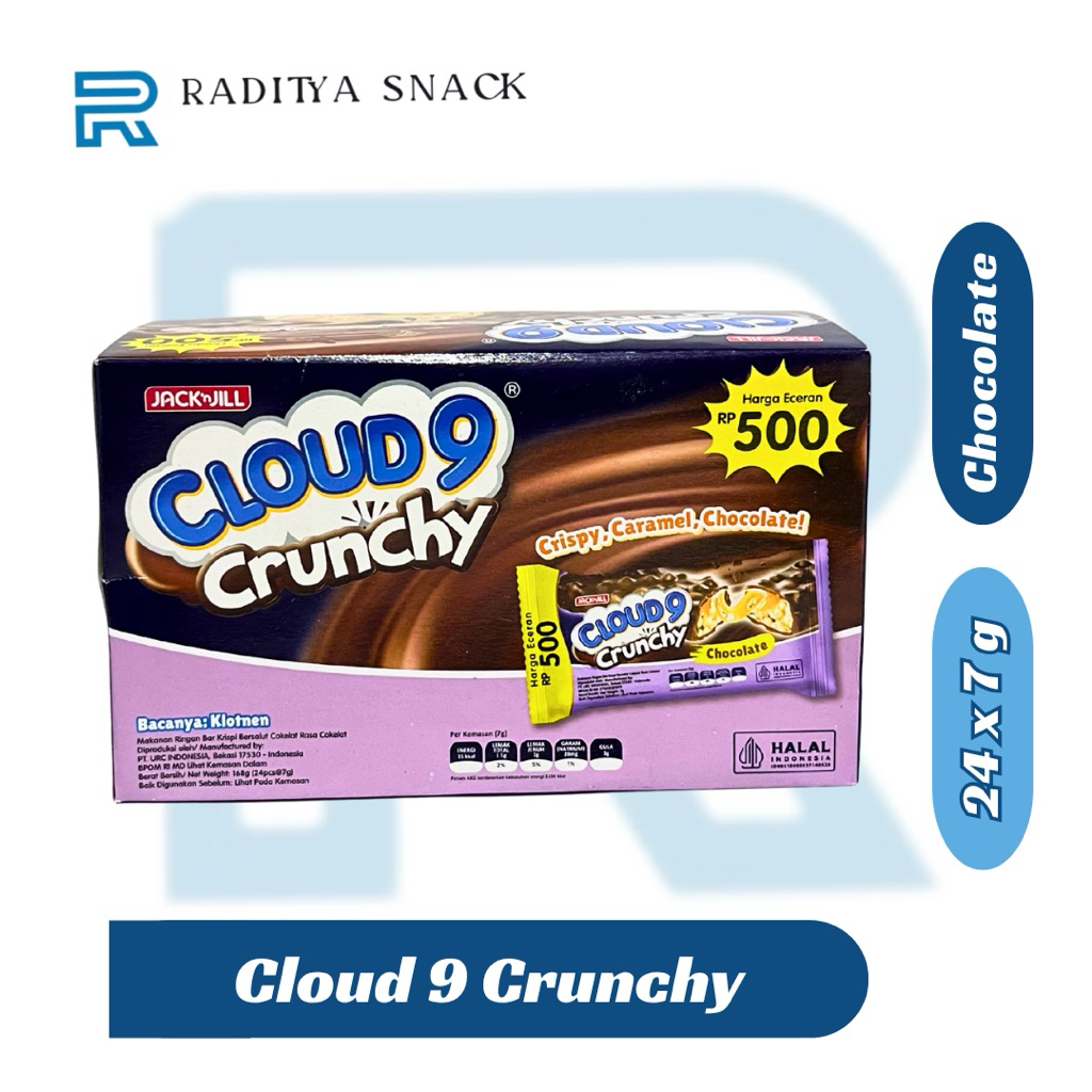 

[Box] Cloud 9 Crunchy Chocolate Caramel Bar Crispy Isi 24pcs