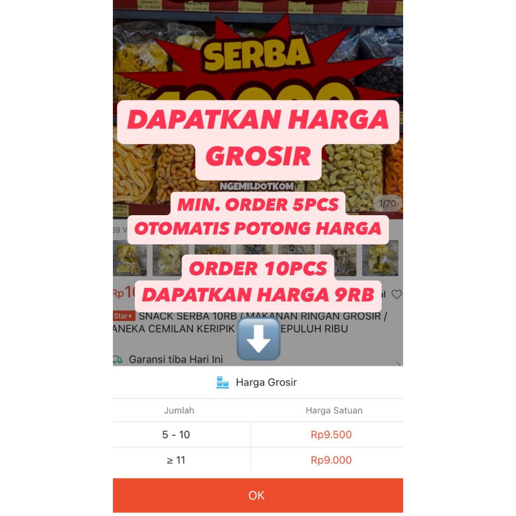 READY SNACK SERBA 10RB / MAKANAN RINGAN GROSIR / ANEKA CEMILAN KERIPIK SERBA SEPULUH RIBU