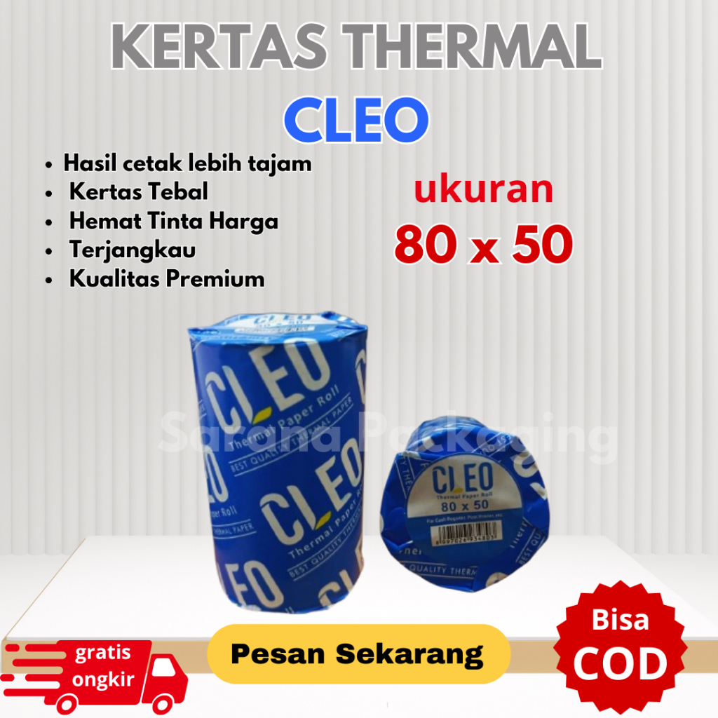 

Thermal Kertas Kasir Bandung / Kertas Roll / Struk Kasir / Thermal CLEO 80 x 50