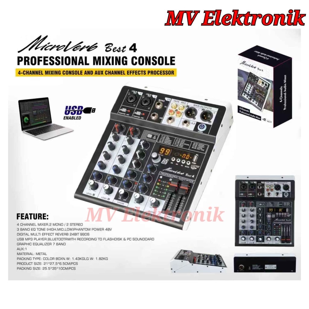 MIXER AUDIO MICROVERB BEST4 BEST 4 4Channel K POPKPOP