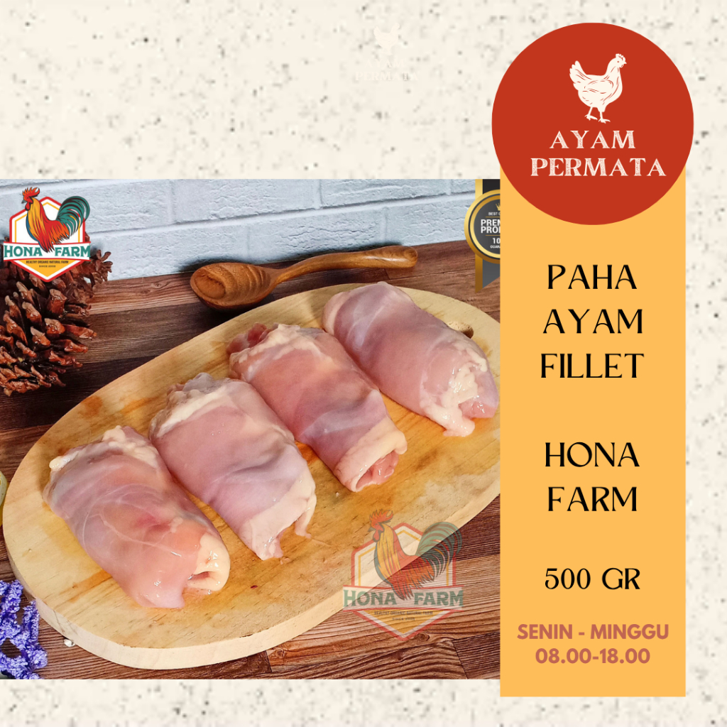 

Ayam Organik Probiotik Chicken Fillet Paha HONA FARM Sehat Makan Jamu - MPASI Orang Tua - AyamPermata