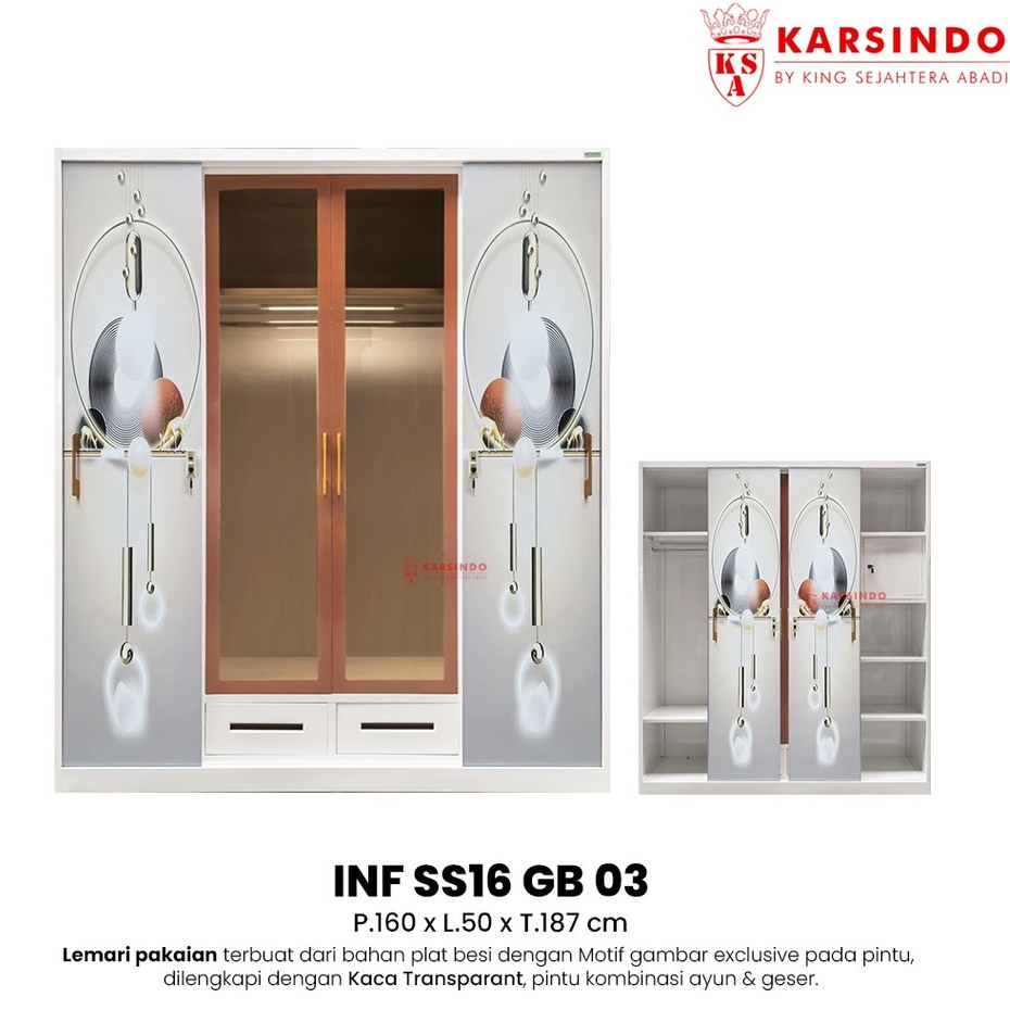 [KARSINDO] Lemari Pakaian Besi 4 Pintu I Lemari Baju LED Touchscreen Steel Wardrobe