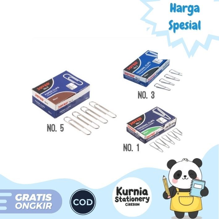 

Joyko Trigonal Clip / Paper Clips / Klip Kertas / Klip Penjepit No. 5, No. 3, No. 1