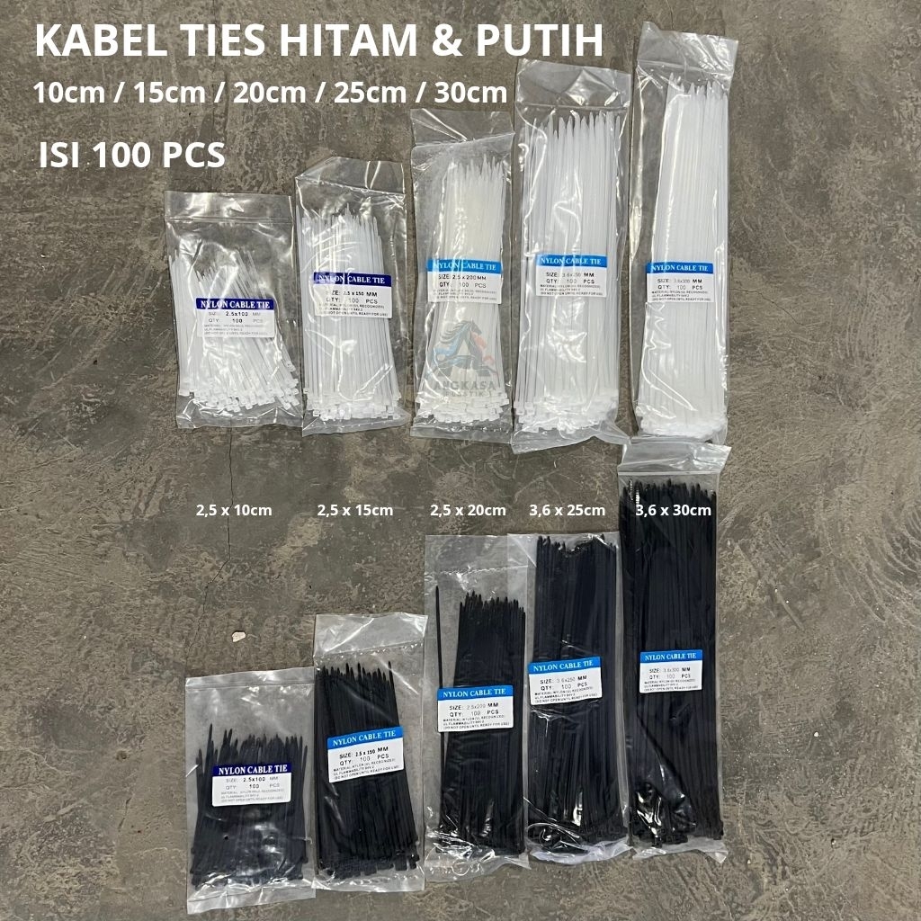 

(100 pcs) Kabel Ties Nylon tebal warna hitam & putih / kabel Ties 10cm 15cm 20cm 25cm 30cm / kabel Ties hitam / kabel Ties putih / kabel Ties 2,5cm / kabel Ties 3,6cm / cabel tie / cabel Ties putih / tali kabel hitam / tali kabel putih