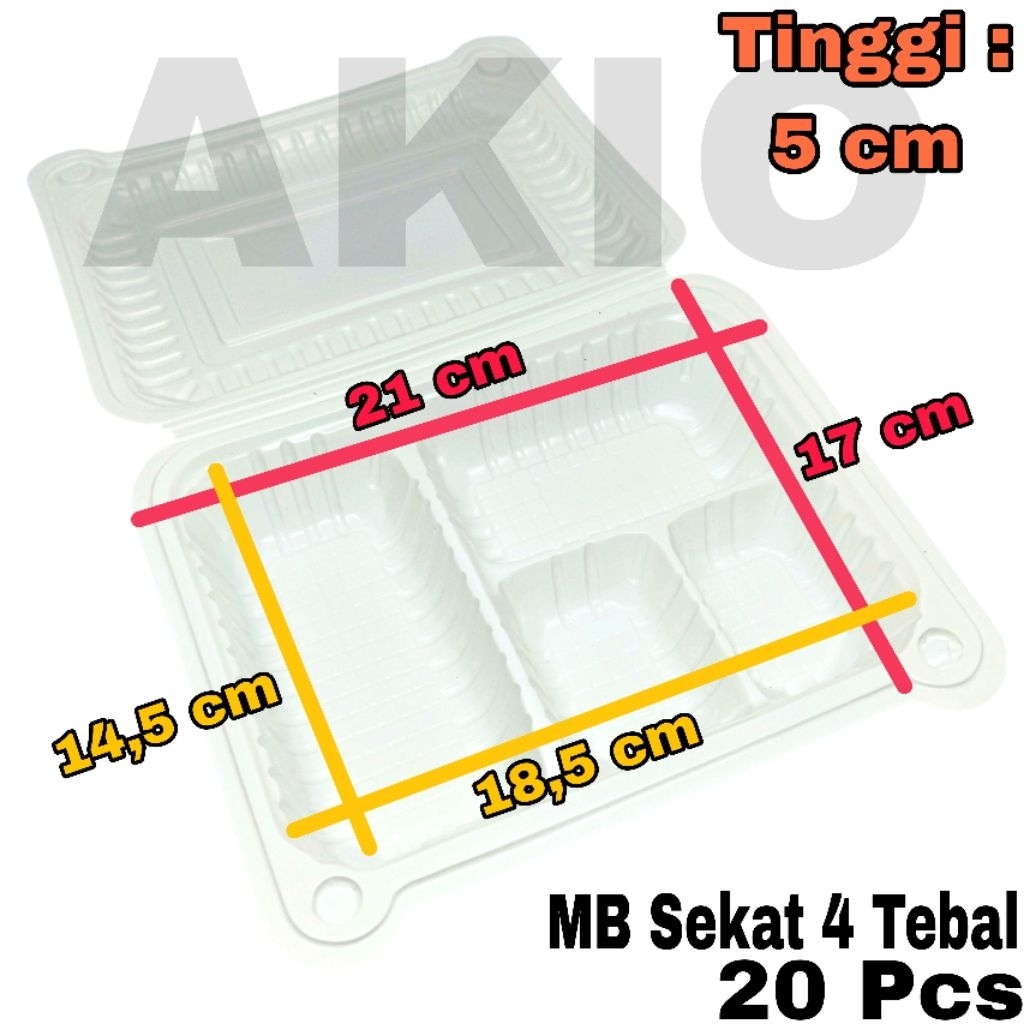 Mika Plastik Kotak Putih Susu MEAL BOX MB SEKAT 4 Isi 20 Pcs GLX Lunch Box Food Safe Pack Wadah Maka