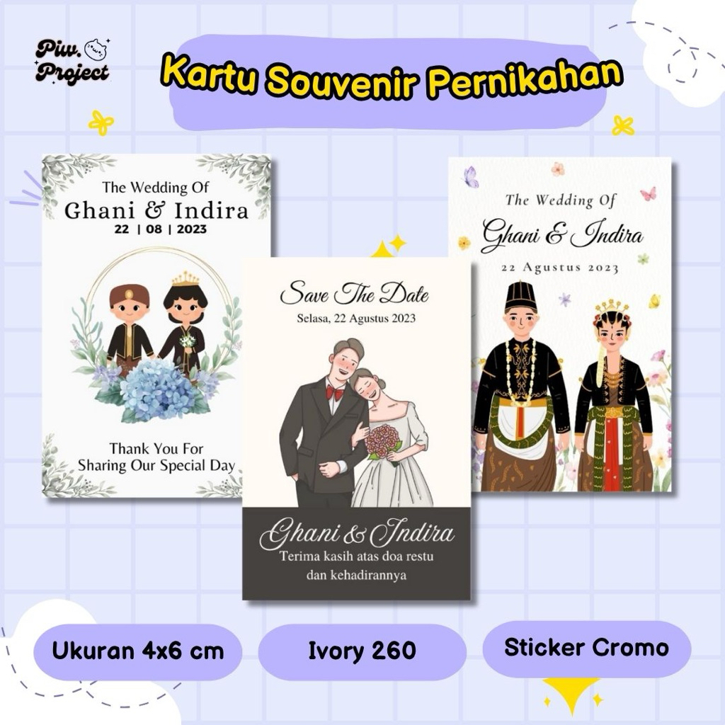 KARTU SOUVENIR |  KARTU UCAPAN TERIMAKASIH | KARTU SOUVENIR PERNIKAHAN | STICKER WEDDING | KARTU UCA