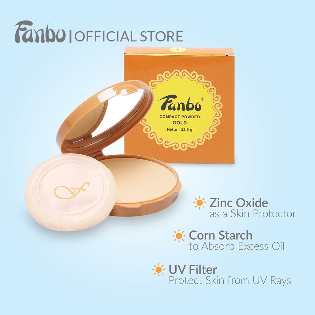 Bedak Fanbo Compact Powder Gold | 22,5g / Bedak Fanbo Gold
