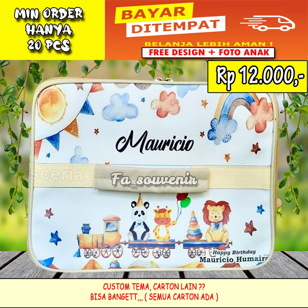 Tas Lunch Bag Custom Animal / Tas Kotak Makan Ulang Tahun Custom Bisa Pakai Foto