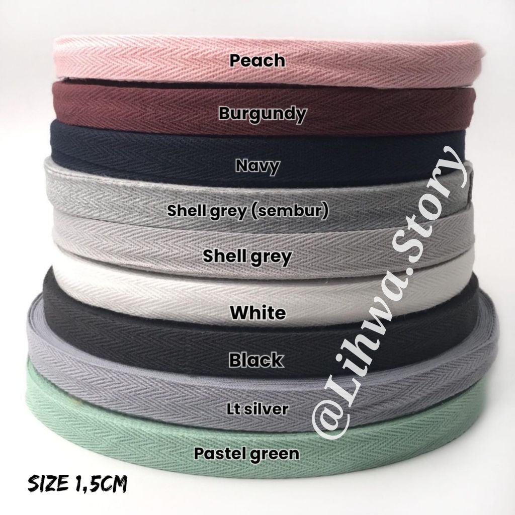 

25 YARD - PITA TWILL TAPE 1.5 CM / TWILL TAPE / PITA KATUN POLOS