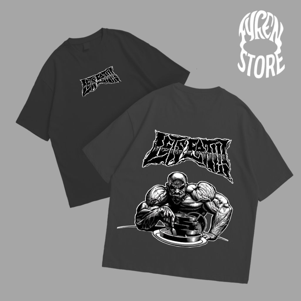 Kaos Gymshark Lets Eat Sportwear Pria Wanita | Baju Distro T-shirt Adem, Elastis & Stylish | Size M-