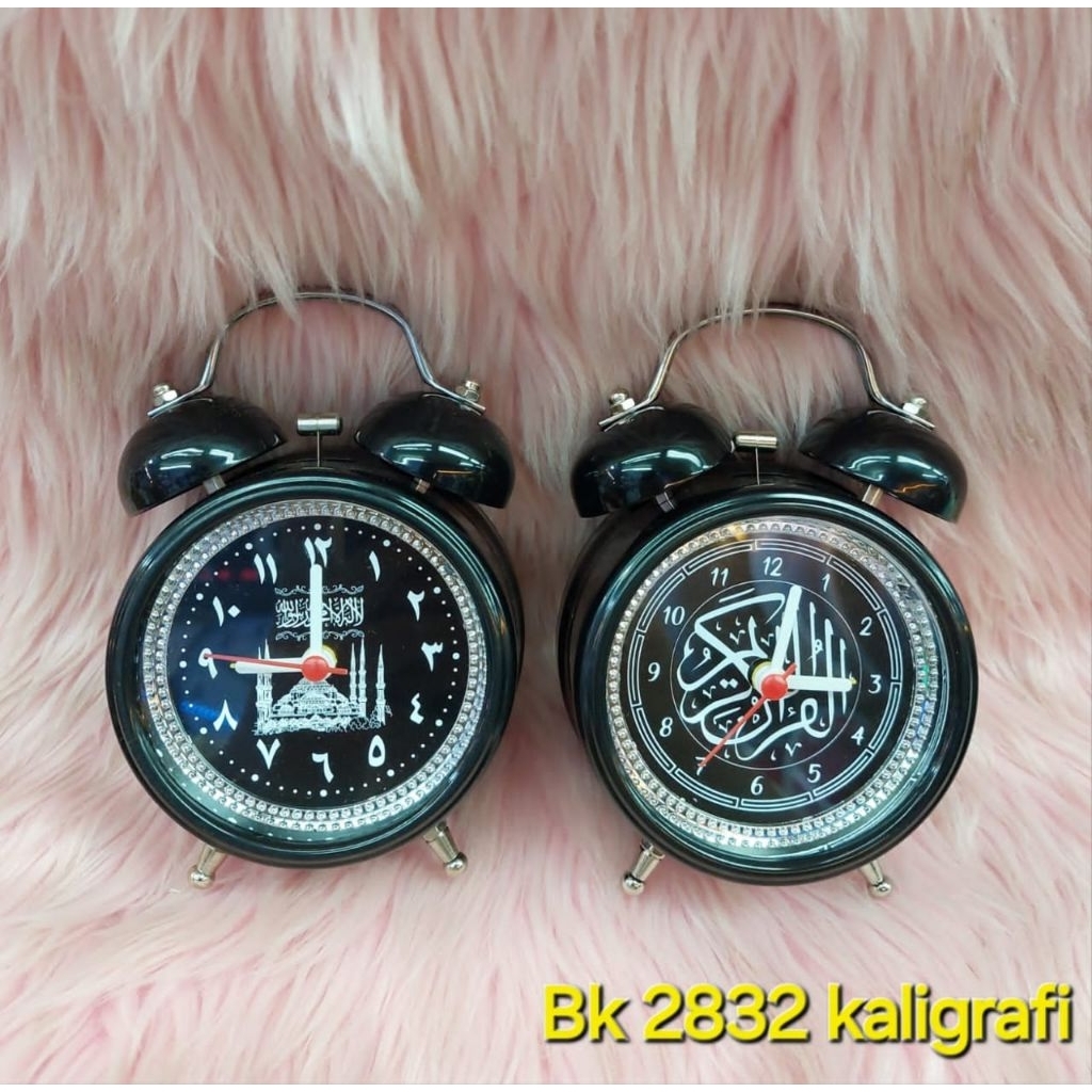 Jam Weker/Alarm Meja Kaligrafi BK 2832 Model Masjid & Arab Klasik