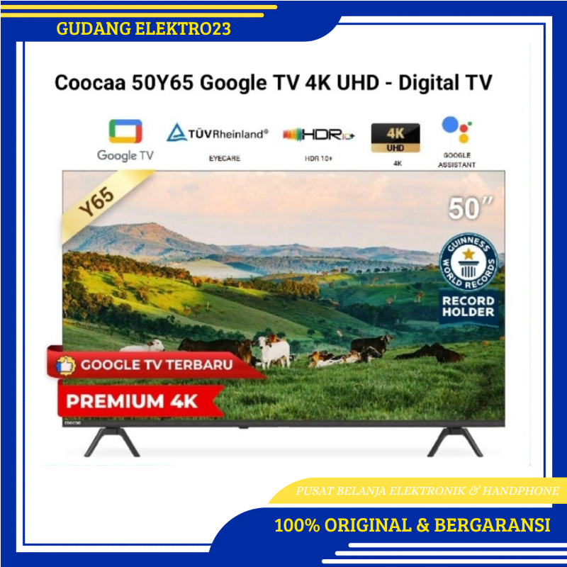 COOCAA 50 inch GOOGLE TV-Smart TV-4K UHD-Dolby Audio (Coocaa 50Y65) GARANSI RESMI
