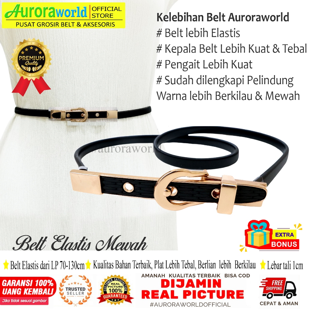 AURORAWORLD GESPER BELT ELASTIS IKAT PINGGANG WANITA UNTUK DRESS GAMIS TUNIK SABUK FASHION BISA COD
