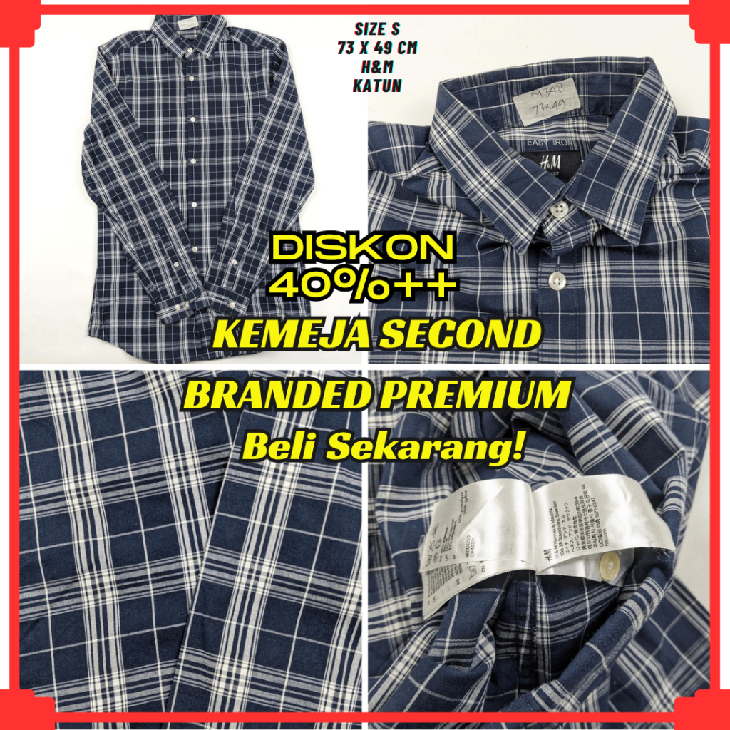 M348 Size S Kemeja Second Branded Pria | Baju Bekas Preloved Casual Formal Lengan Panjang