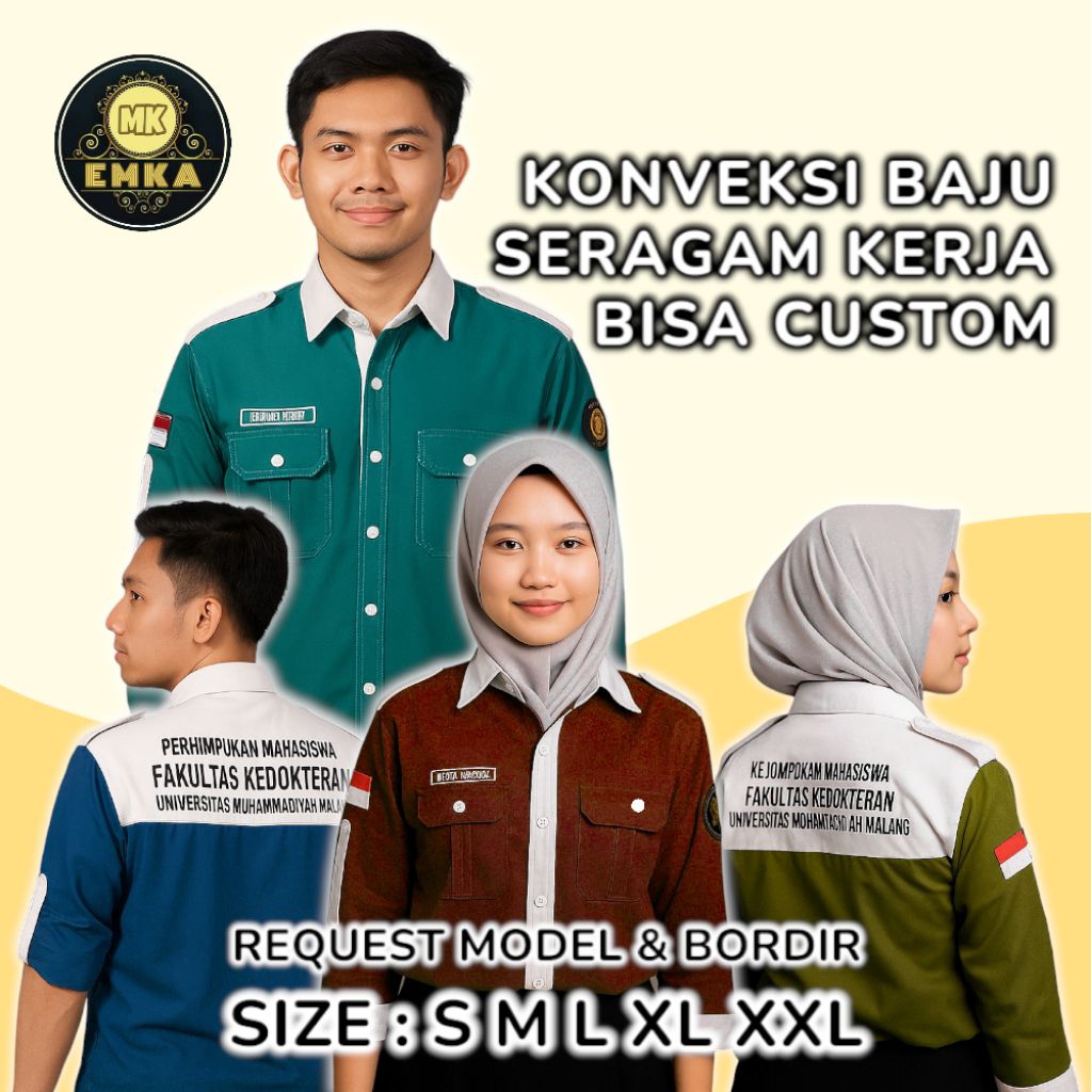 BAJU KEMEJA BORDIR CUSTOM, KEMEJA PDH PDL, KEMEJA LAPANGAN CUSTOM LUSINAN