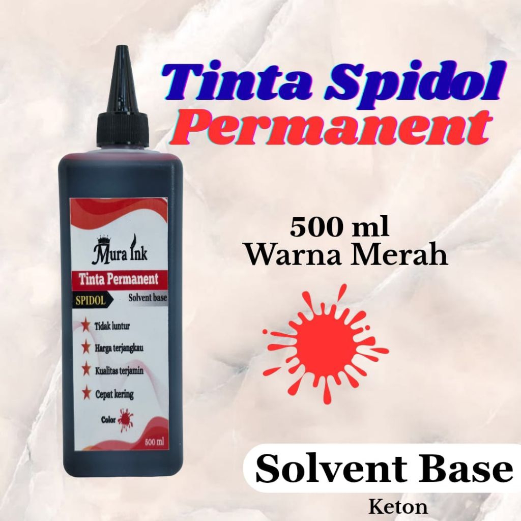 

Tinta spidol permanent merah 500 ml basis minyak mura ink