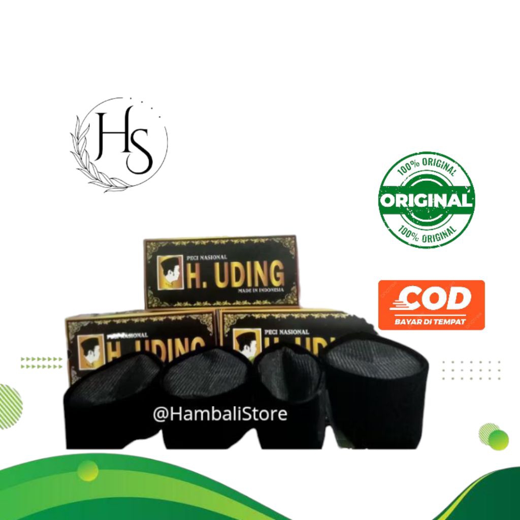 Peci Songkok H. UDING Polos Hitam Full AC Tinggi 7 8 9 Peci Songkok Nasional