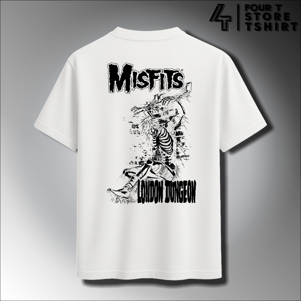T-shirt Misfits Band Dungeon London Second Pocong Loong Sleeve Katun Combed Atasan Keren Lece