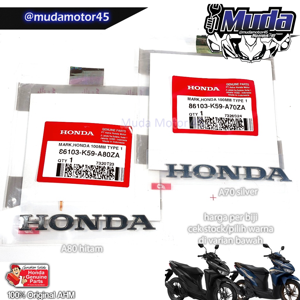 EMBLEM HONDA 1 BIJI LOGO MARK VARIO 125 150 ADV 160 K60 K2V NEW 2018 2024 86103-K59-A70ZA-A80ZA TIMB