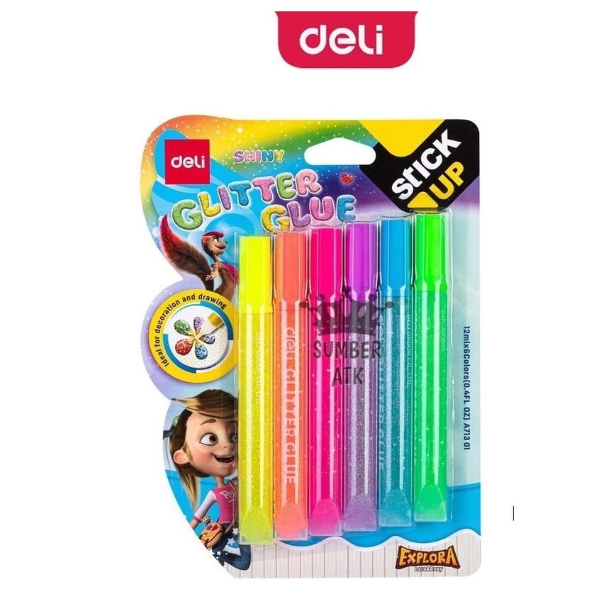 

DELI Lem Glitter Glue Shiny 6 Warna 12ml A71301